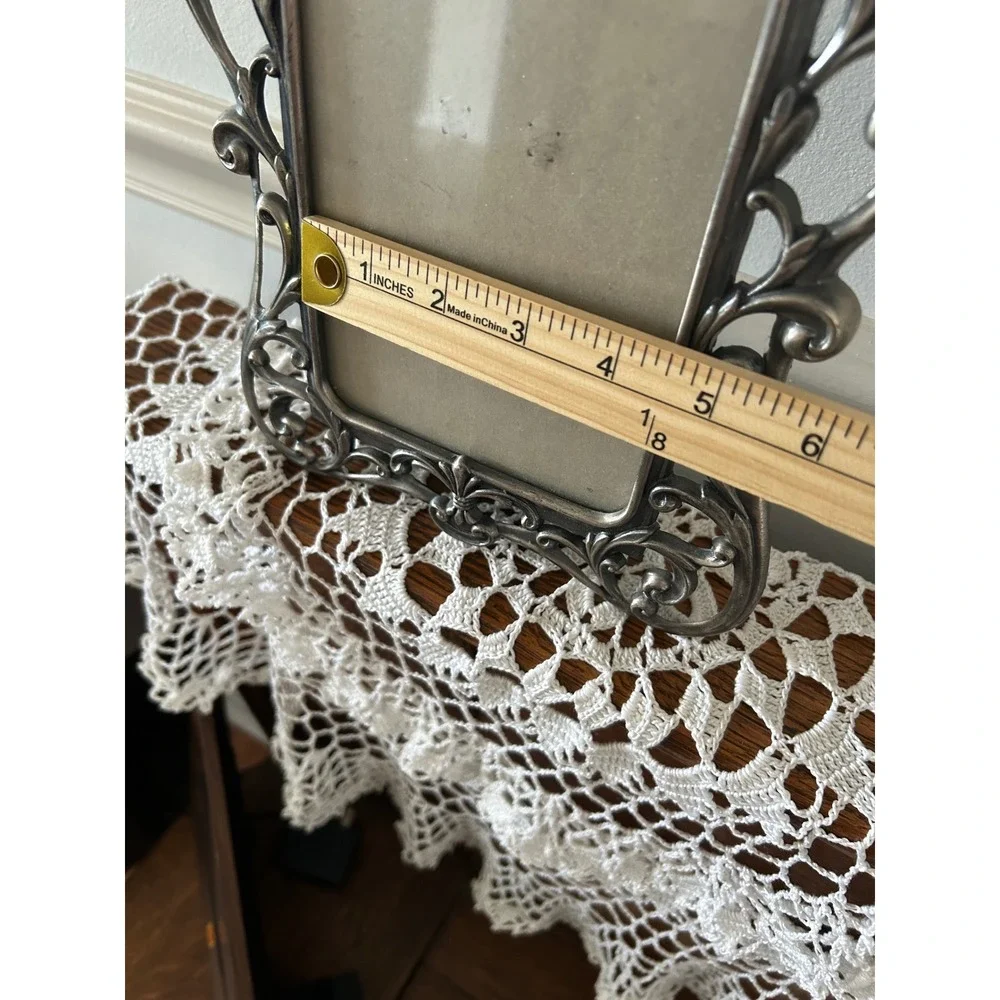 Burnes of Boston Silver Tone Ornate Scroll Fleur-De-Lis Metal Picture Frame 4x6